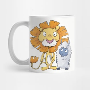 Happy Lion and Lamb Mug